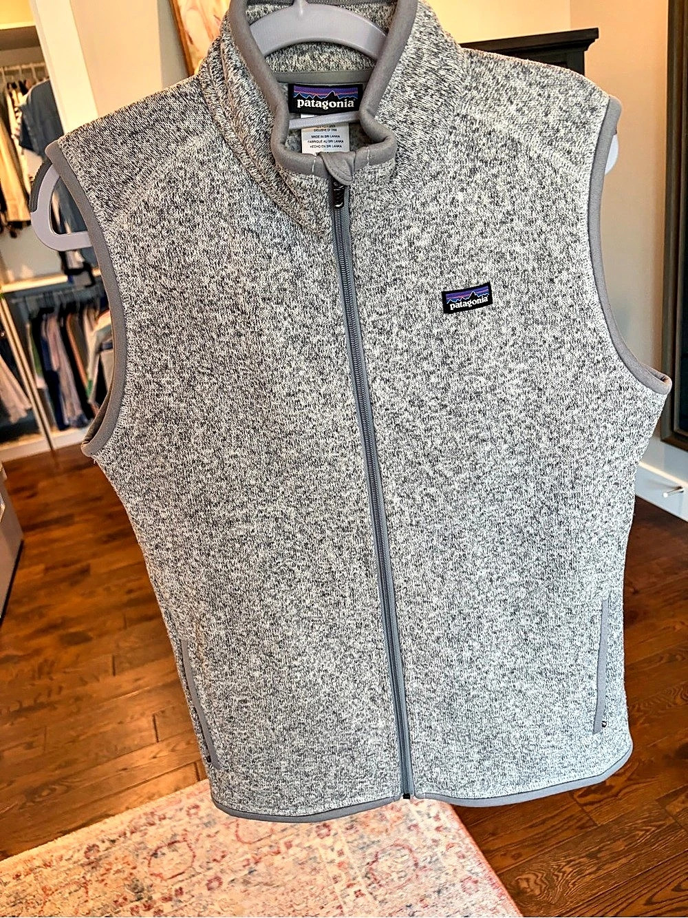 Patagonia Women's Better Sweater Vest Heathered Birch White Zip Up Size Large